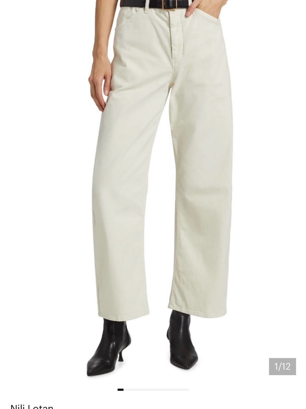Nili Lotan Wide-Leg High-Rise Tribeca Jeans - Cream size 27